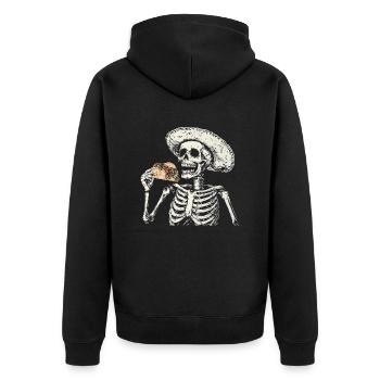 Skelett Taco Mexikanisches Essen Sombrero - Unisex Premium Bio Zip Hoodie - Schwarz - Hinten - Nico (187cm)