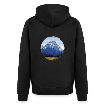 The Mountains of New Zealand - Unisex Premium Organic Zip Hoodie - black - Back - Nico (187cm)