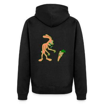 Hase Monster Böse gefräßig Karotte Möhre fressen - Unisex Premium Bio Zip Hoodie - Schwarz - Hinten - Nico (187cm)