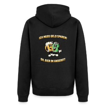 Dicton de bière amusant pour les fans de bière Idée cadeau - Veste à capuche bio Premium Unisexe - noir - Dos - Nico (187cm)