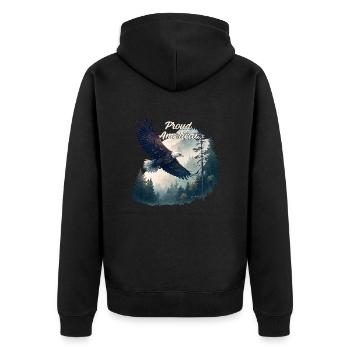 Proud American - Unisex Premium Organic Zip Hoodie - black - Back - Nico (187cm)