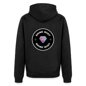 Shine Idiot - Lustiger Motivations-Diamant - Unisex Premium Bio Zip Hoodie - Schwarz - Hinten - Nico (187cm)