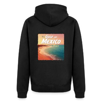 Gulf of Mexico stupid #2 - Unisex Premium Bio Zip Hoodie - Schwarz - Hinten - Nico (187cm)