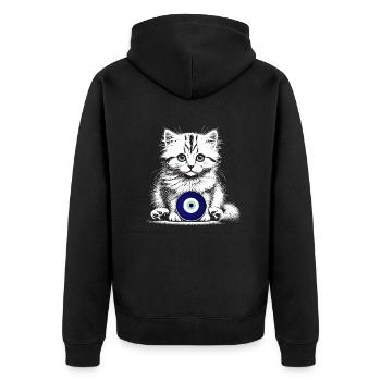 Nazar - Unisex Premium Bio Zip Hoodie - Schwarz - Hinten - Nico (187cm)