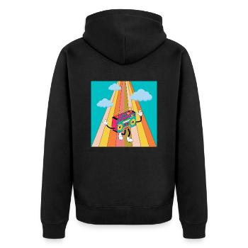 Radiomann - Unisex Premium Bio Zip Hoodie - Schwarz - Hinten - Nico (187cm)
