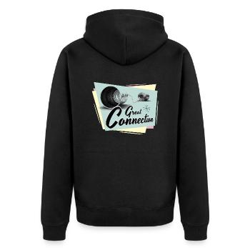 Fifties Great connection phone - Unisex Premium Organic Zip Hoodie - black - Back - Nico (187cm)