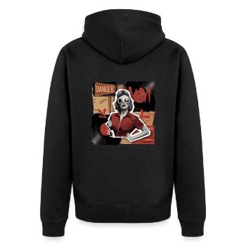 Danger Diva – Retro Femme Fatale Tee - Unisex Premium Organic Zip Hoodie - black - Back - Nico (187cm)