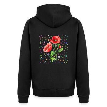 Blumen - Unisex Premium Bio Zip Hoodie - Schwarz - Hinten - Nico (187cm)
