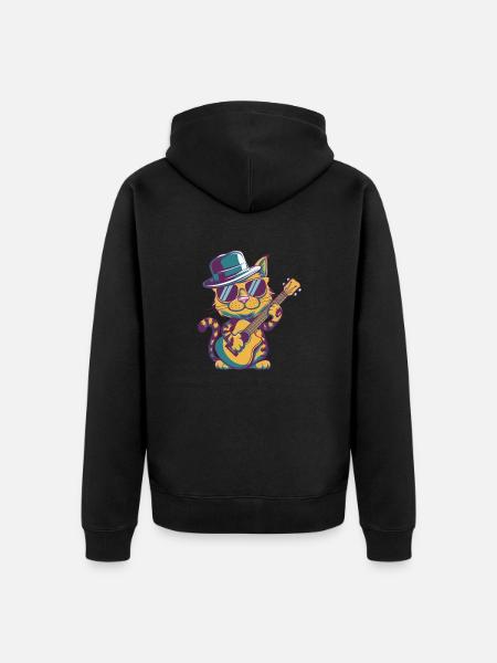 Music Guitar Cat - Unisex Premium Bio Zip Hoodie - Schwarz