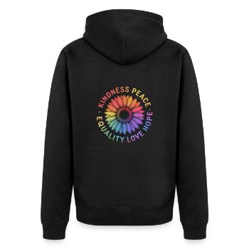 Sonnenblume Gay Pride Month Regenbogen LGBT LGBTQ+ - Unisex Premium Bio Zip Hoodie - Schwarz - Hinten - Nico (187cm)