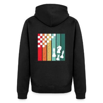 Retro Chess – A Chess Player's Colorful Passion - Unisex Premium Organic Zip Hoodie - black - Back - Nico (187cm)