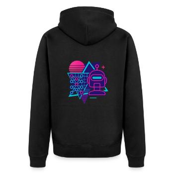 Retro-Futuristisches KI-T-Shirt-Design - Unisex Premium Bio Zip Hoodie - Schwarz - Hinten - Nico (187cm)
