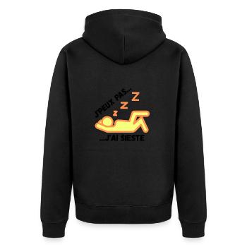 Ich kann nicht, ich habe ein Nickerchen gemacht - Unisex Premium Bio Zip Hoodie - Schwarz - Hinten - Nico (187cm)