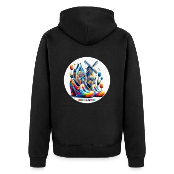 Niederlande Bunt LGBTQ - Unisex Premium Bio Zip Hoodie - Schwarz - Hinten - Nico (187cm)
