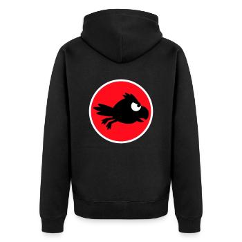Raven Bird Flies Fast Funny Comic Humor Logo - Unisex Premium Organic Zip Hoodie - black - Back - Nico (187cm)