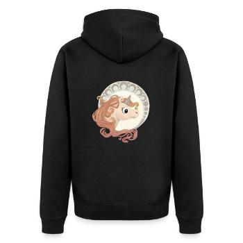 Elegantes Einhorn - Unisex Premium Bio Zip Hoodie - Schwarz - Hinten - Nico (187cm)
