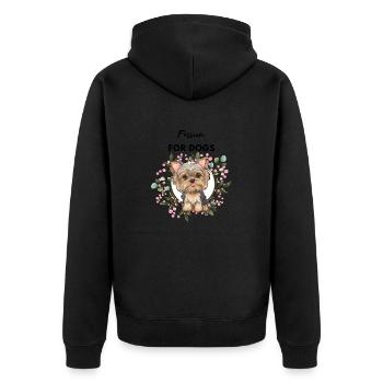 Leidenschaft für Hundekunst (liebenswerter kleiner Gott) - Unisex Premium Bio Zip Hoodie - Schwarz - Hinten - Nico (187cm)