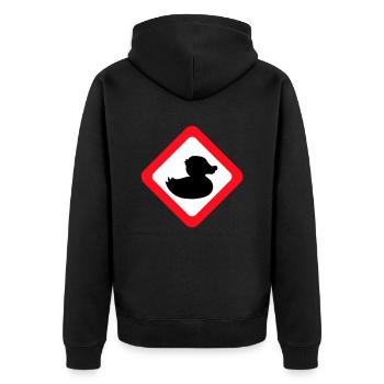 Canard Panneau Avertissement Attention Danger Prudence - Veste à capuche bio Premium Unisexe - noir - Dos - Nico (187cm)