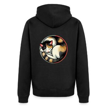 Calico Cat - Unisex Premium Organic Zip Hoodie - black - Back - Nico (187cm)