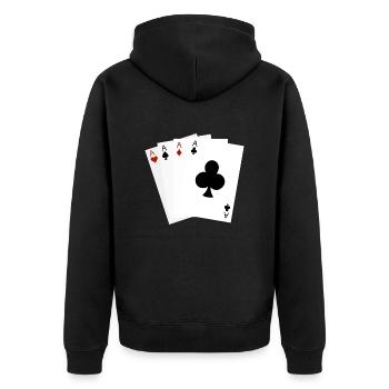 Ass-Spielkarten - Unisex Premium Bio Zip Hoodie - Schwarz - Hinten - Nico (187cm)