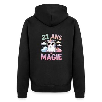 21 ans de magie - Veste à capuche bio Premium Unisexe - noir - Dos - Nico (187cm)