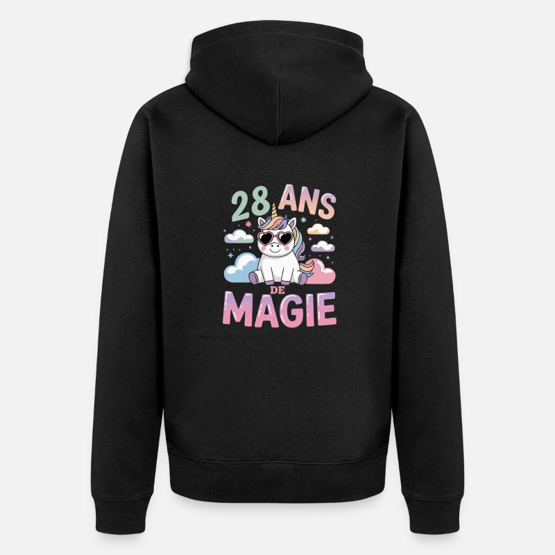28 ans de magie - Veste à capuche bio Premium Unisexe - noir