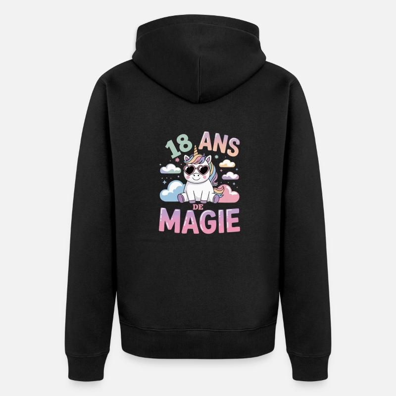 18 ans de magie - Veste à capuche bio Premium Unisexe - noir