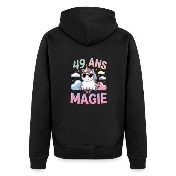 49 ans de magie - Veste à capuche bio Premium Unisexe - noir - Dos - Nico (187cm)