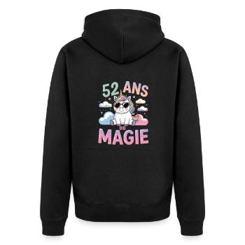 52 ans de magie - Veste à capuche bio Premium Unisexe - noir - Dos - Nico (187cm)