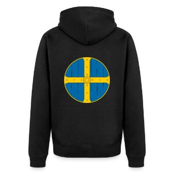 Wikinger - Unisex Premium Bio Zip Hoodie - Schwarz - Hinten - Nico (187cm)