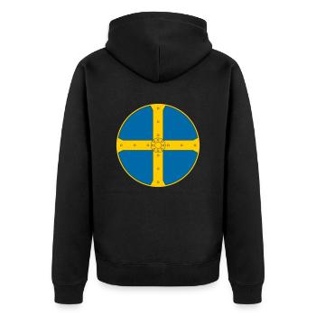 Wikinger - Unisex Premium Bio Zip Hoodie - Schwarz - Hinten - Nico (187cm)