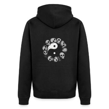 Yin Yang Skull - Unisex Premium Organic Zip Hoodie - black - Back - Nico (187cm)