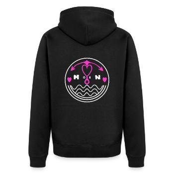 Moin lieber Anker für die Möwen Seemänner - Unisex Premium Bio Zip Hoodie - Schwarz - Hinten - Nico (187cm)