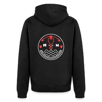 Moin lieber Anker für die Möwen Seemänner - Unisex Premium Bio Zip Hoodie - Schwarz - Hinten - Nico (187cm)