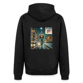 LONE HERO OF THE 90S - Unisex Premium Organic Zip Hoodie - black - Back - Nico (187cm)
