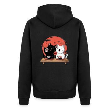 Sushi Cats - Mignon design de chat japonais - Veste à capuche bio Premium Unisexe - noir - Dos - Nico (187cm)