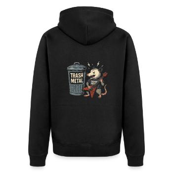 Lustige Opossum Thrash Metal Gitarre Vintage Trasher - Unisex Premium Bio Zip Hoodie - Schwarz - Hinten - Nico (187cm)