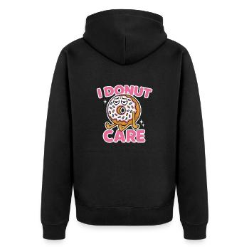 I donut care - Unisex Premium Bio Zip Hoodie - Schwarz - Hinten - Nico (187cm)