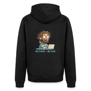 No Coffee - No Code. Lustiges Nerd-Motiv. - Unisex Premium Bio Zip Hoodie - Schwarz - Hinten - Nico (187cm)