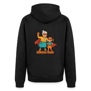 Heldenoma - Unisex Premium Bio Zip Hoodie - Schwarz - Hinten - Nico (187cm)