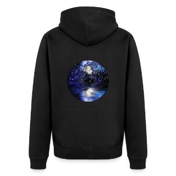 Cosmic Full Moon Scene - Unisex Premium Organic Zip Hoodie - black - Back - Nico (187cm)