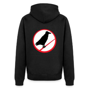 Raven Sitting Forbidden Rod Rope Sign Note - Unisex Premium Organic Zip Hoodie - black - Back - Nico (187cm)