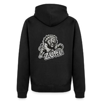 Zürich Löwe - Unisex Premium Bio Zip Hoodie - Schwarz - Hinten - Nico (187cm)