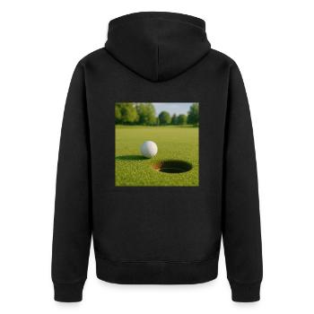 Golf -Balle de golf sur green - Veste à capuche bio Premium Unisexe - noir - Dos - Nico (187cm)