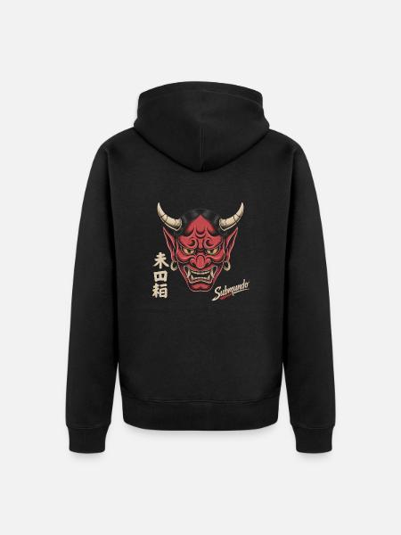 Japanese mask - Unisex Premium Organic Zip Hoodie - black