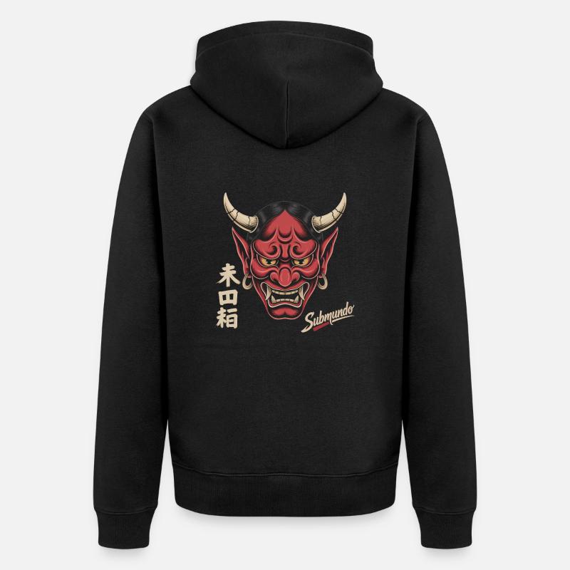Japanese mask - Unisex Premium Organic Zip Hoodie - black