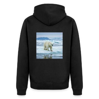 Eisbär zu Hause - Unisex Premium Bio Zip Hoodie - Schwarz - Hinten - Nico (187cm)