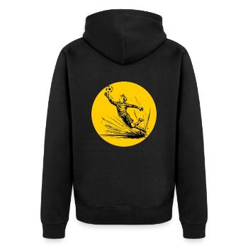 Gardien de but (noir et jaune) - Veste à capuche bio Premium Unisexe - noir - Dos - Nico (187cm)