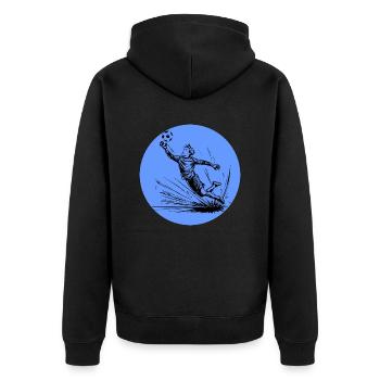 Torwart - Unisex Premium Bio Zip Hoodie - Schwarz - Hinten - Nico (187cm)