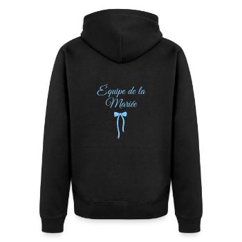 Team The Bride Blue Bow - Unisex Premium Organic Zip Hoodie - black - Back - Nico (187cm)